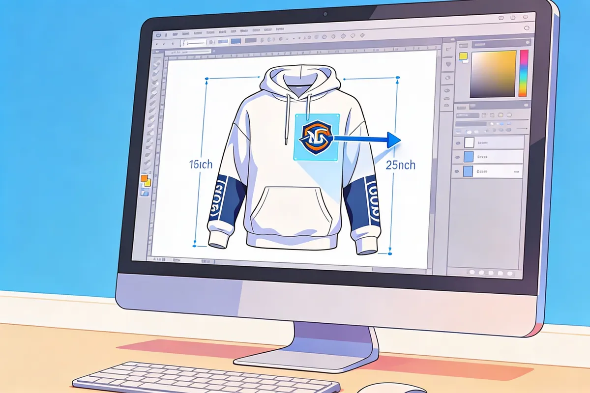 Photo: Screen showing hoodie mockup tool with logo drag-and-drop — type: photo