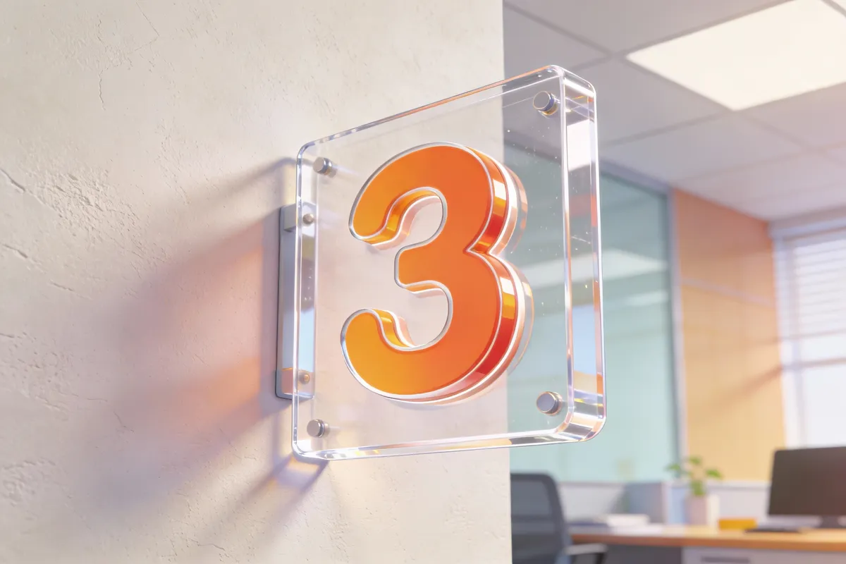 Diagram showing side view of a 3D acrylic logo sign mounted on drywall — type: diagram