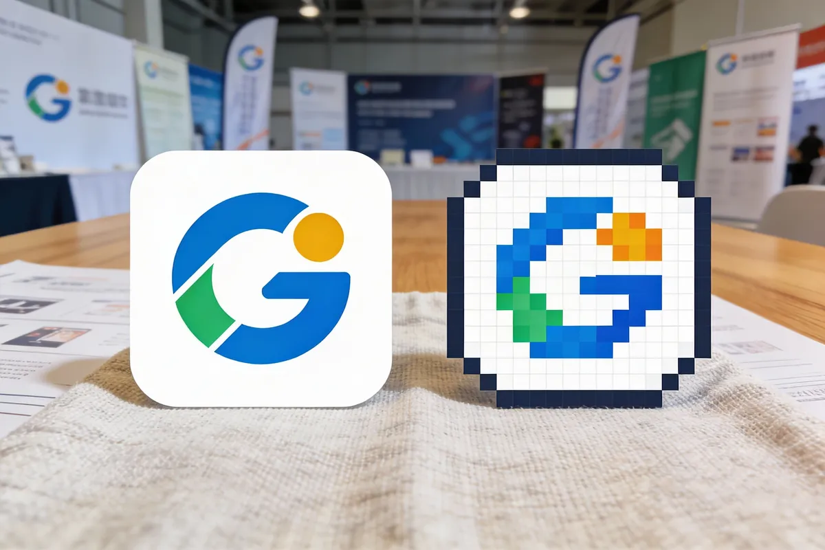 Close-up of high-res vector logo vs. pixelated logo on fabric — type: diagram